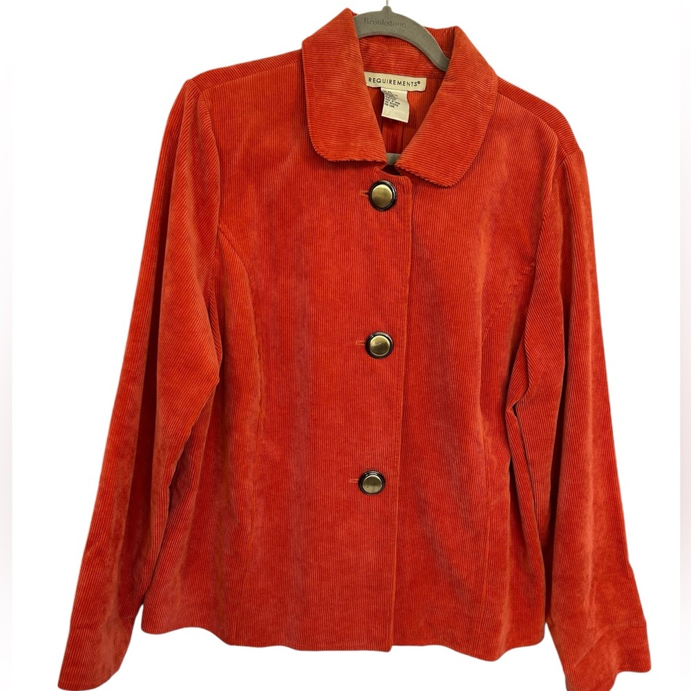 Requirements Blazer Womens XL Bright Orange Corduroy Long Sleeve Jacket Bold - Picture 7 of 11